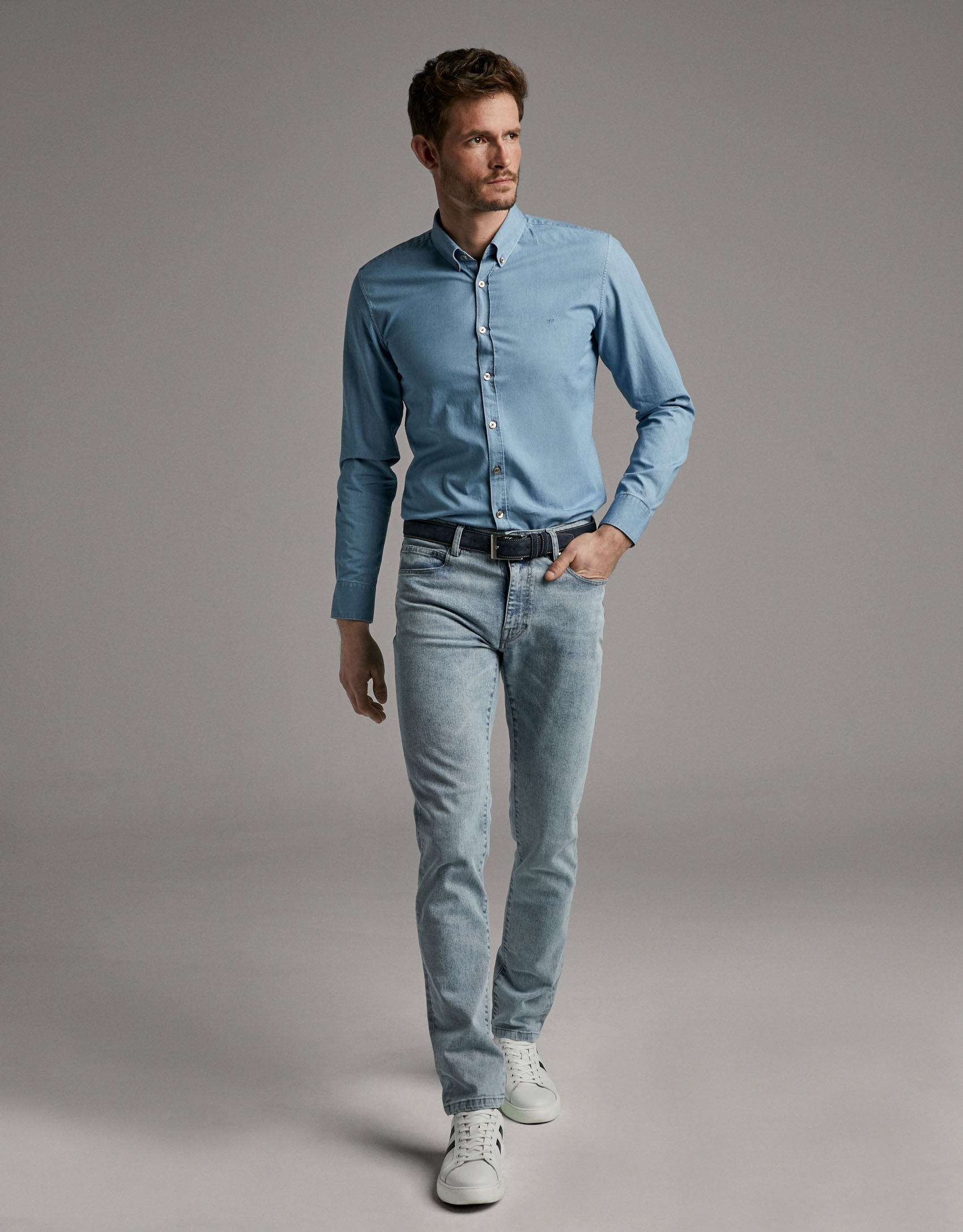 Denim, slim fit, denim sport shirt