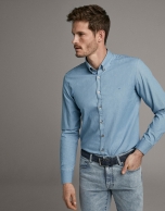 Denim, slim fit, denim sport shirt