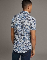 Leaf print knit sport shirt