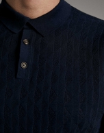 Navy blue tricot polo shirt