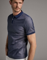 Blue/white two-tone piqué polo shirt