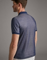 Blue/white two-tone piqué polo shirt