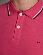 Dark pink piqué polo shirt