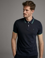 Navy blue piqué polo shirt