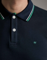 Navy blue piqué polo shirt