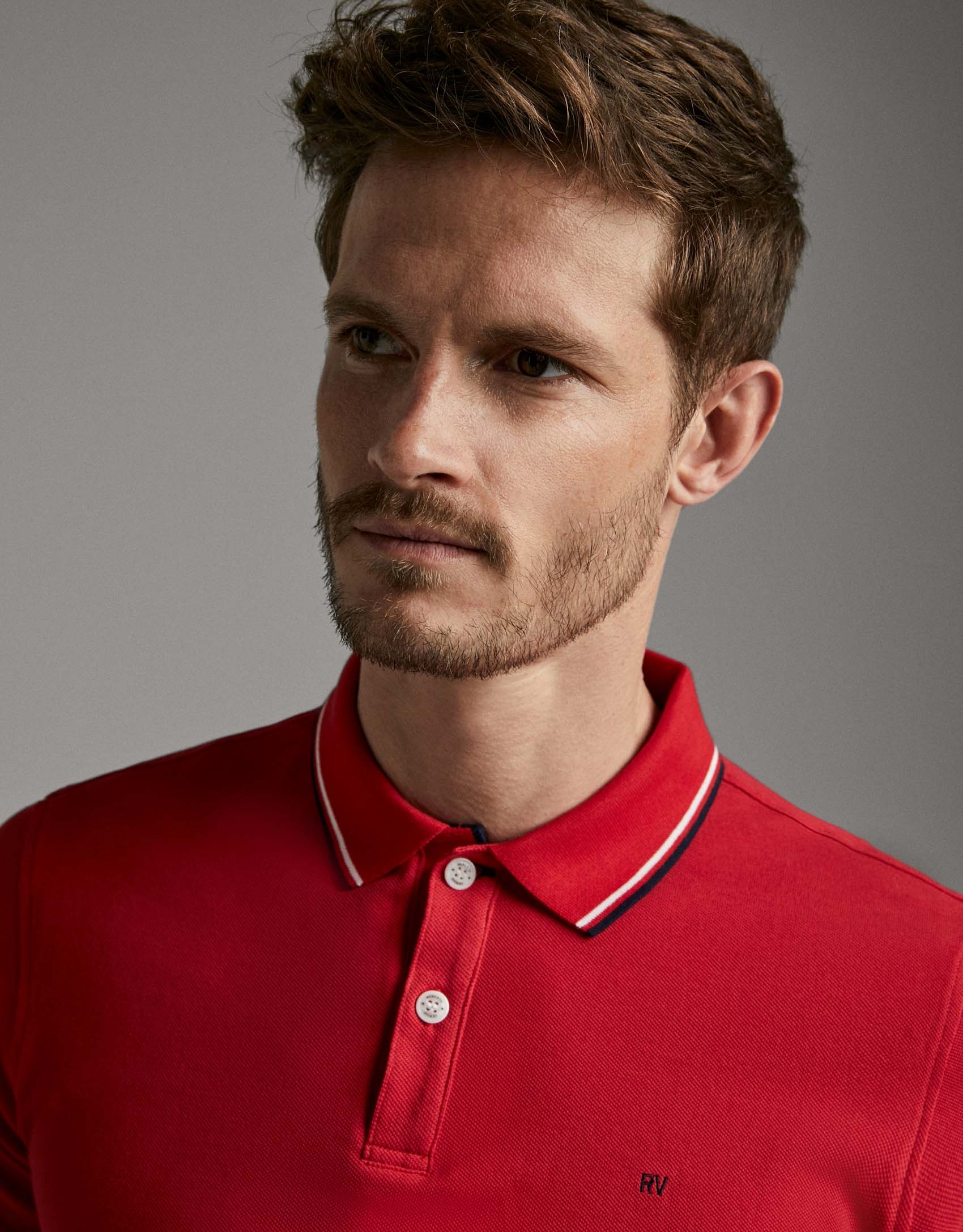 Red piqué polo shirt