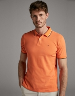 Salmon piqué polo shirt