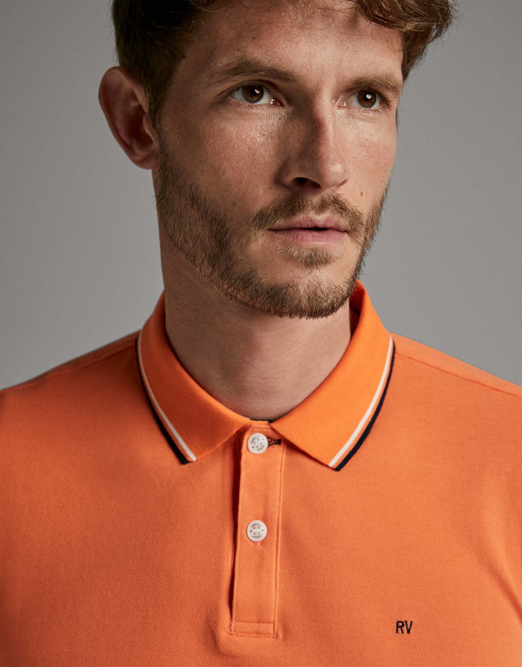 Salmon piqué polo shirt