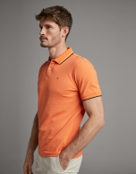 Salmon piqué polo shirt