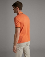 Salmon piqué polo shirt