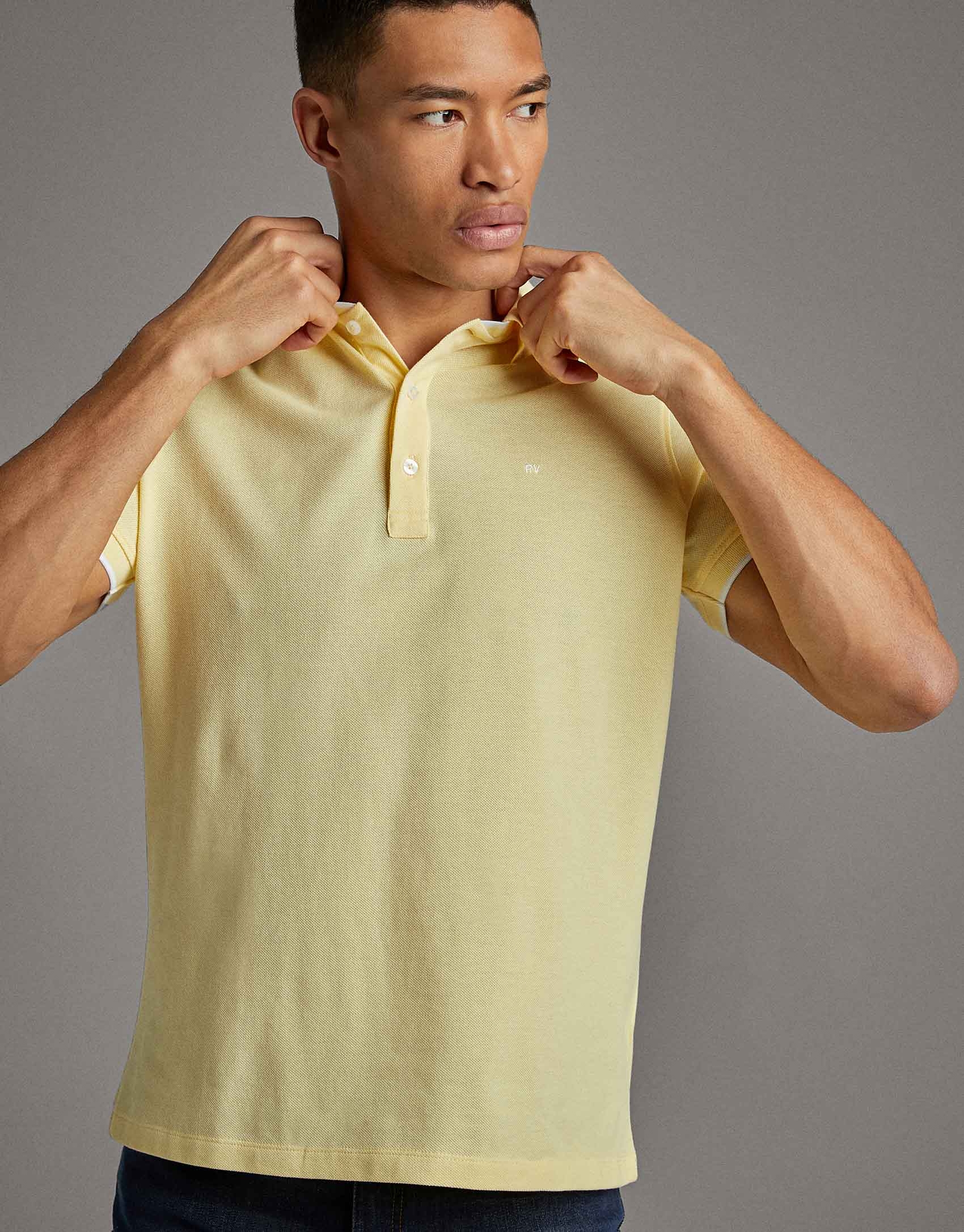 Yellow piqué polo shirt