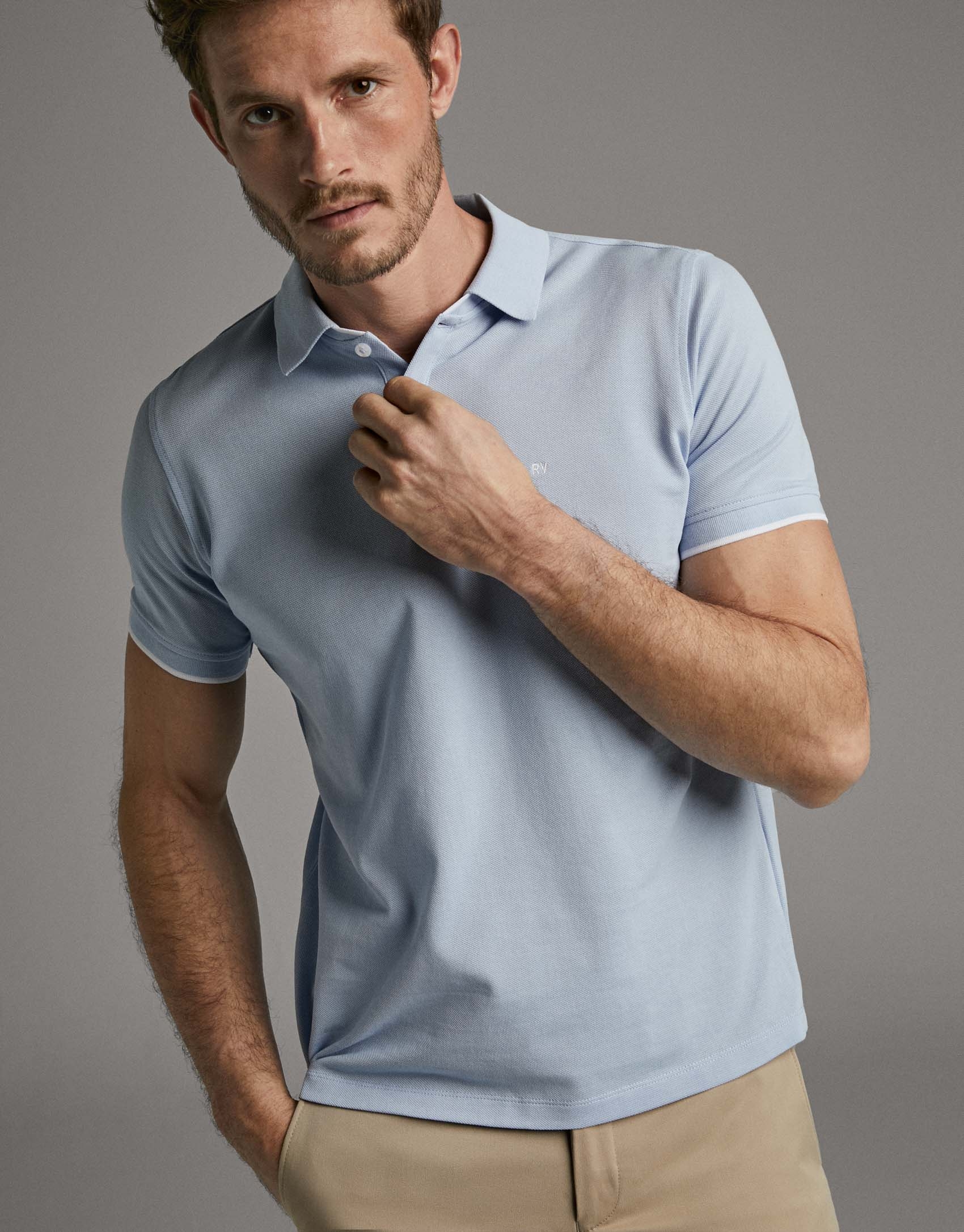 Light blue piqué polo shirt