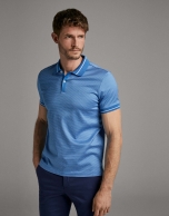 Blue/white jacquard polo shirt 