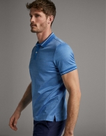 Blue/white jacquard polo shirt 