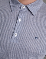 Blue pin-striped polo shirt