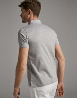 Grey melange pin-striped polo shirt