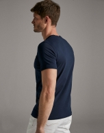 Navy blue t-shirt with white silk-screen print