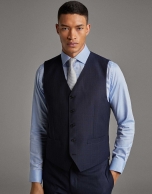 Navy blue checked wool dress vest