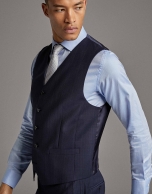 Navy blue checked wool dress vest