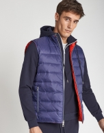 Navy blue and red reversible vest