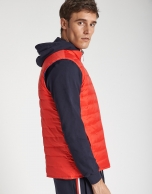 Navy blue and red reversible vest