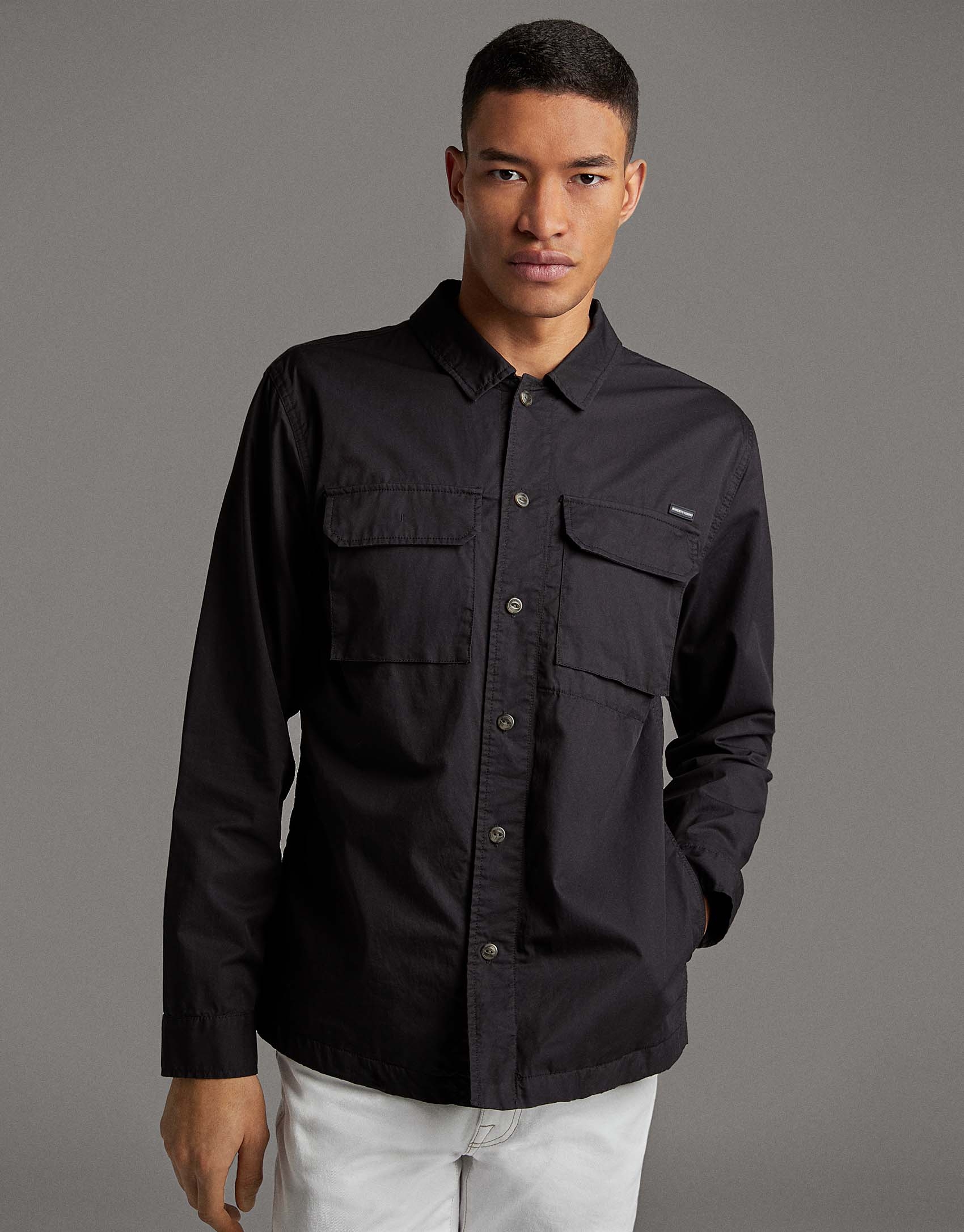 Navy blue cotton over-shirt