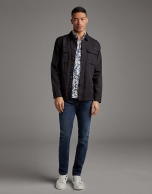 Navy blue cotton over-shirt