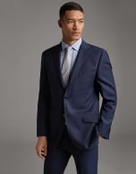 Blue checked virgin wool, regular fit suit 