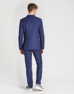 Navy blue wool and canvas structured suit