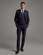 Navy blue wool, two-piece, slim fit suit