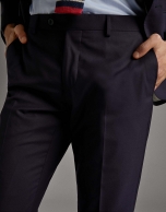 Navy blue wool, two-piece, slim fit suit