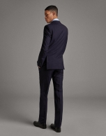 Navy blue wool, two-piece, slim fit suit