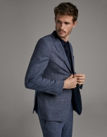 Blue checked, slim fit, suit