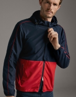 Navy blue/red, two-tone, tech-fabric windbreaker