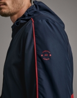 Navy blue/red, two-tone, tech-fabric windbreaker