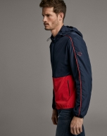 Navy blue/red, two-tone, tech-fabric windbreaker