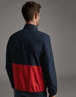 Navy blue/red, two-tone, tech-fabric windbreaker