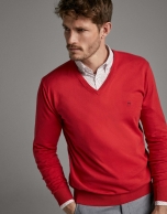 Jersey cuello pico rojo