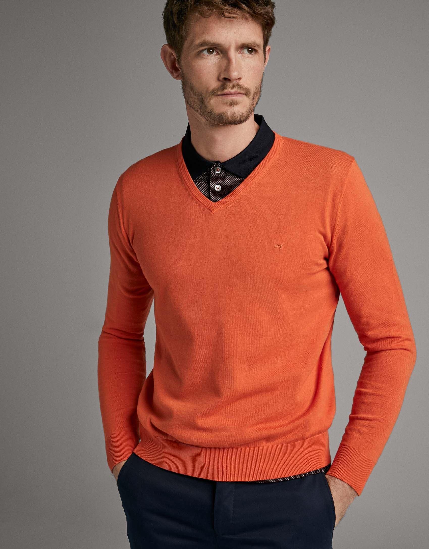 Orange turtleneck sweater