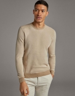 Two-tone natural seed stitch sweater