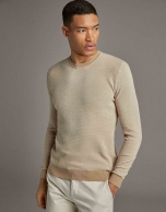 Two-tone natural seed stitch sweater