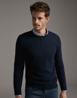 Navy blue high twist cotton sweater