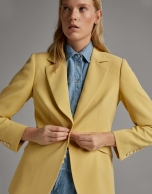 Yellow pink suit jacket with one button