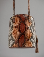 Toffee Fabiola mini- shoulder bag with snakeskin print 