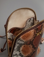 Toffee Fabiola mini- shoulder bag with snakeskin print 