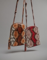 Toffee Fabiola mini- shoulder bag with snakeskin print 