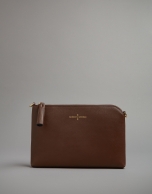 Brown leather Lisa clutch bag