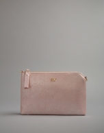 Pink metalized Lisa clutch bag