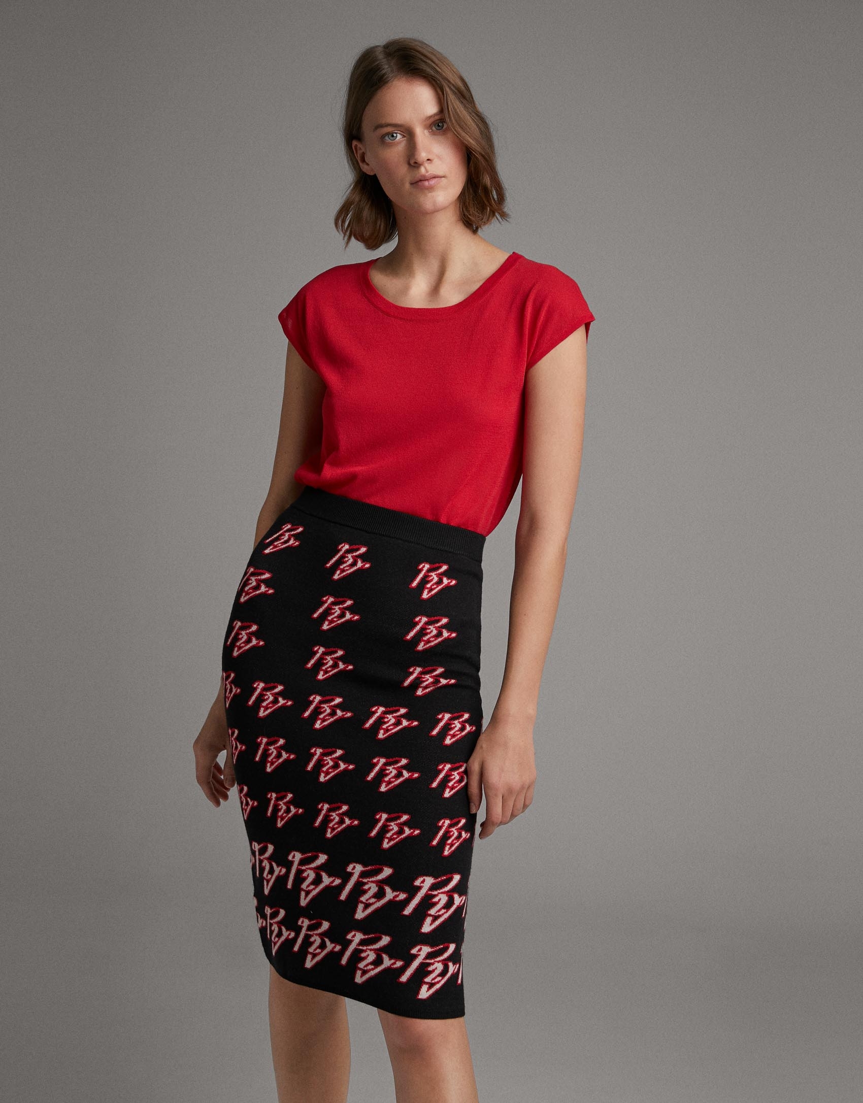 Jacquard skirt with RV logo