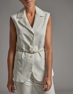 Beige cotton vest with lapels